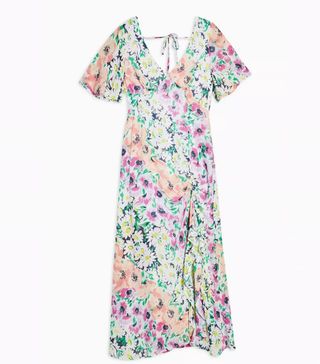 Topshop + Floral Angel Sleeve Ruffle Dress