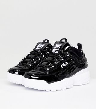 Fila + Sneakers in Patent Black