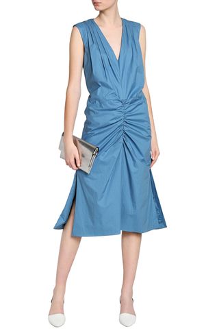 Marni + Fluted Ruched Cotton-Poplin Dress