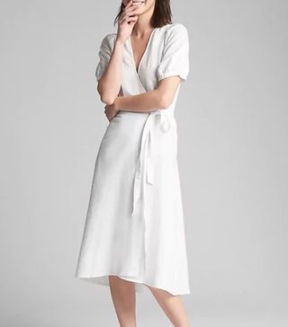 Gap + Wrap Midi Dress in Linen-Cotton