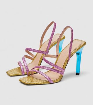 Zara + Shiny Multi-Strap Sandals