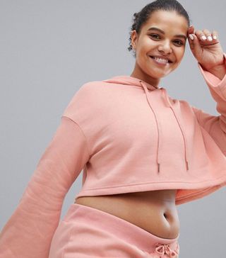 South Beach + Bell Sleeve Crop Hoodie In Blush