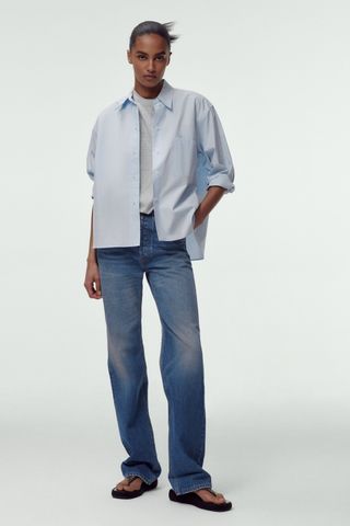 Zara + Mid Rise Straight Leg Jeans