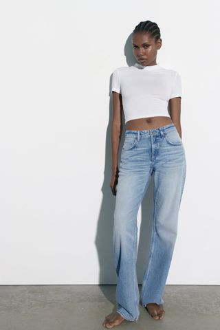 Zara + TRF Mid-Rise Wide-Leg Jeans