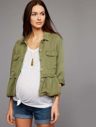 A Pea in the Pod + Peplum Cotton Woven Maternity Jacket