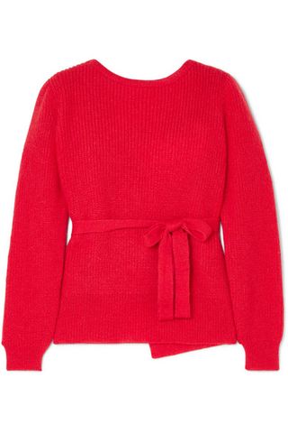 Alexa Chung + Open-Back Mohair Wrap Sweater