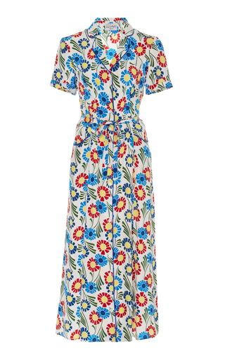 HVN + Maria Floral-Print Silk Crepe de Chine Dress