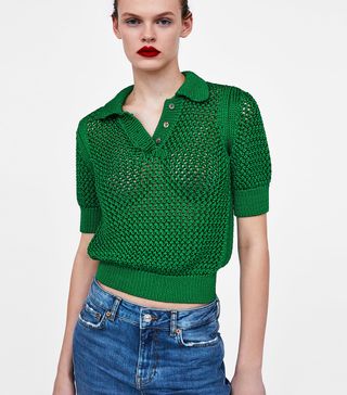 Zara + Open Knit Polo Shirt