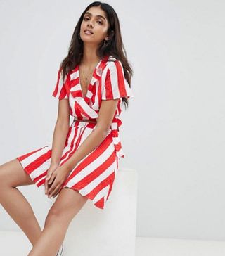 Glamorous + Tall Crop Top & Mini Skirt Two-Piece in Stripe