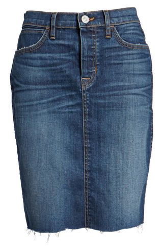 Hudson Jeans + Remi High Waist Fray Hem Denim Pencil Skirt