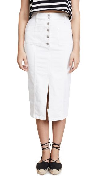 Madewell + White High Slit Jean Skirt