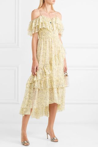 Ulla Johnson + Penninah Cold-Shoulder Ruffled Floral-Print Silk-Georgette Dress