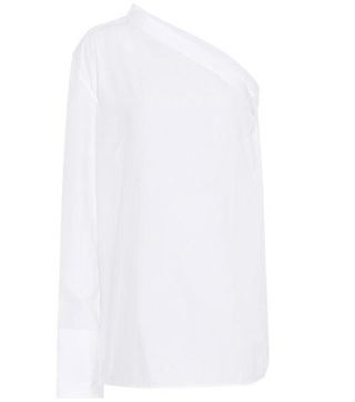 Helmut Lang + One-Shoulder Cotton Shirt