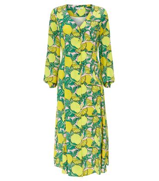 Olivia Rubin + Viola Lemon-Print Midi Dress