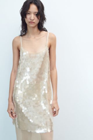 Zara + Sequinned Knit Dress
