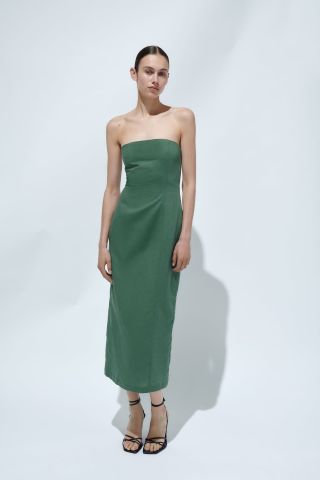 Zara + Strapless Linen Dress