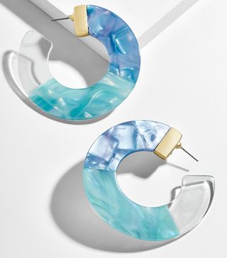 Dessa Resin Hoop Earrings in Blue