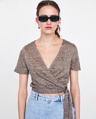 Zara + Linen Wrap T-Shirt
