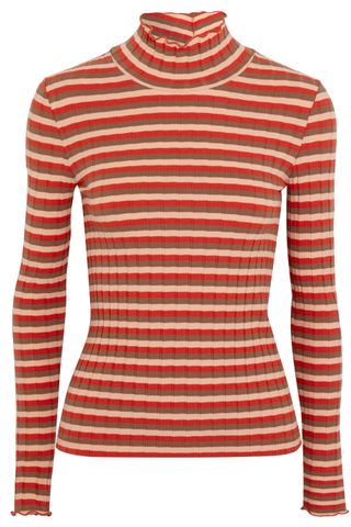 Madewell + Ribbed Striped Stretch-Cotton Jersey Turtleneck Top