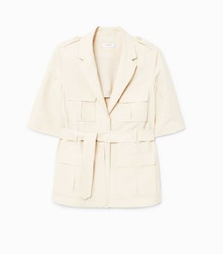 Mango + Pocket Linen-Blend Jacket