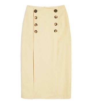 Topshop + Contrast Button Split Midi Skirt