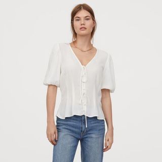 H&M + Puff-Sleeved Blouse