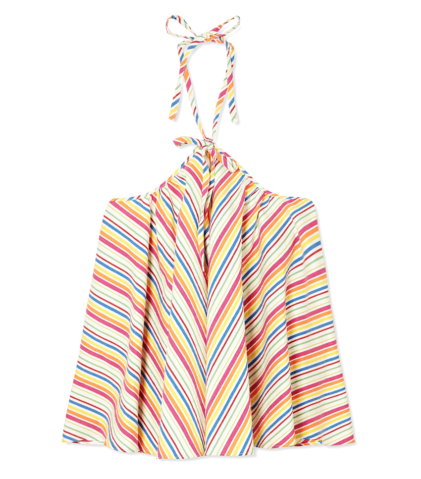 Rosie Assoulin + Striped Seersucker Halterneck Top