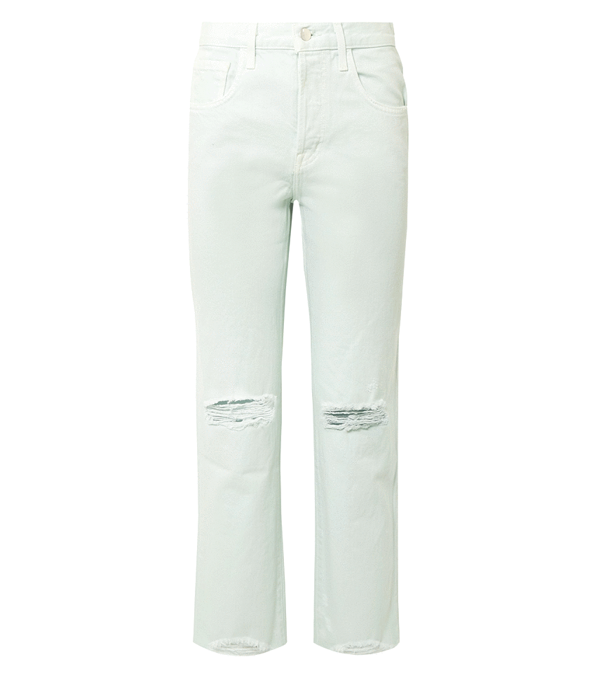 J Brand + Wynne Distressed High-Rise Straight-Leg Jeans