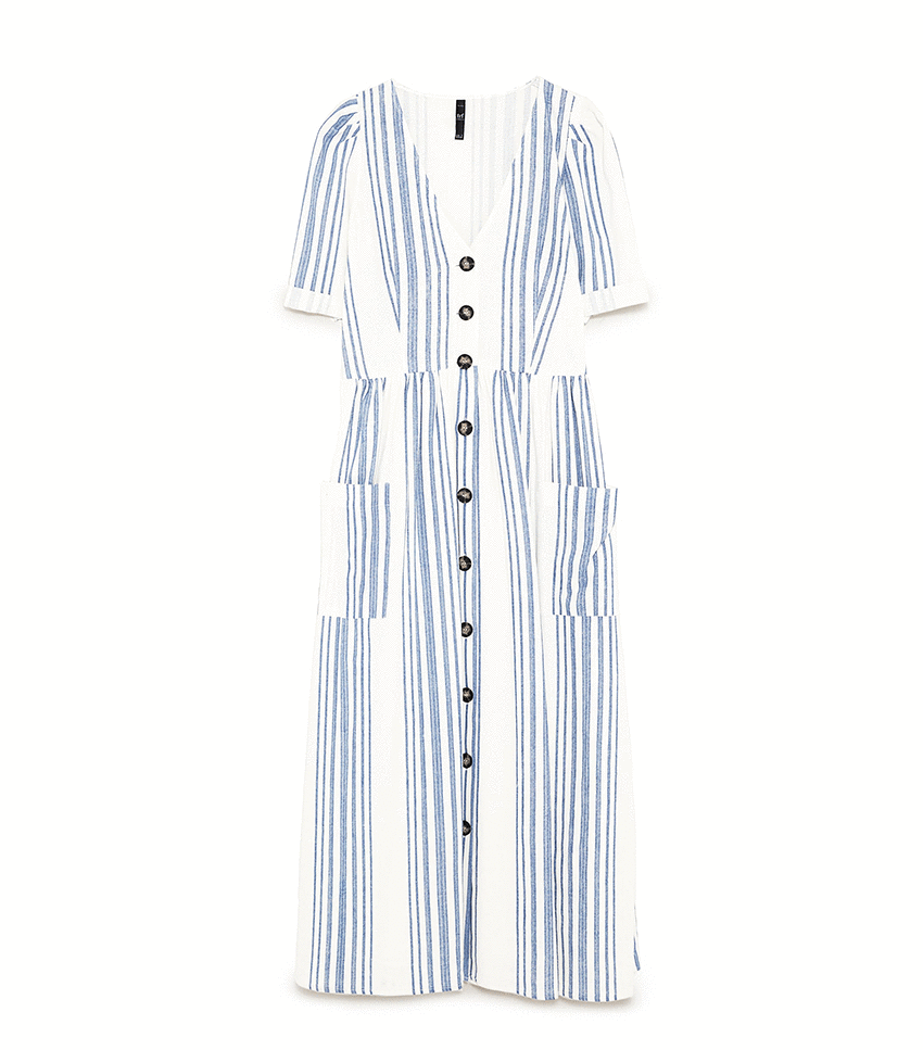 Zara + Button-Up Dress with Pockets