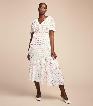 ML Monique Lhuillier + Candy Ruffle Polkadot Dress