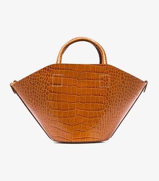 Trademark + Tan Croc Small Leather Basket Bag