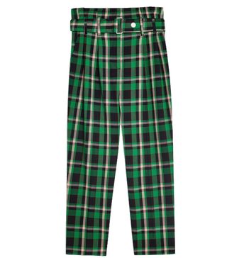 Topshop + Green Check Trousers