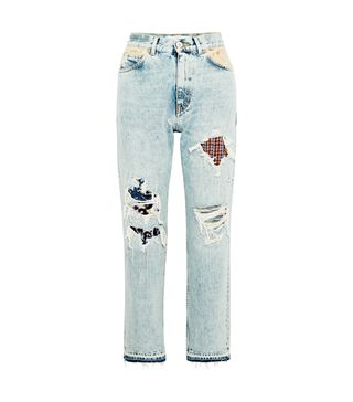 Golden Goose Deluxe Brand + Komo Distressed Patchwork High-Rise Straight-Leg Jeans