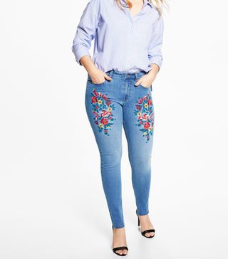 Violeta by Mango + Alexia Embroidery Super Slim-Fit Jeans