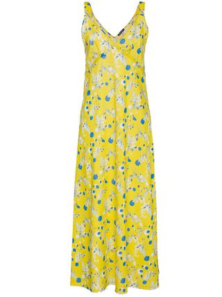 R13 + Sleeveless Floral Print Long Slip Dress