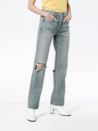 Re/Done + Oversized Distressed Straight Cut Jeans