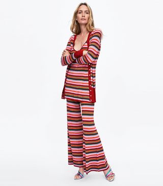Zara + Metallic Thread Striped Top