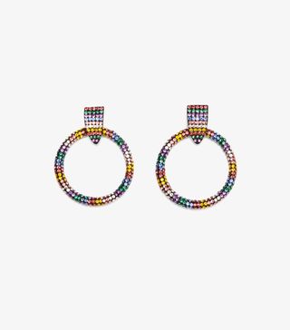 Zara + Frontal Hoop Earrings With Rhinestones