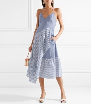 Tibi + Striped Cotton-Blend Poplin Halterneck Dress