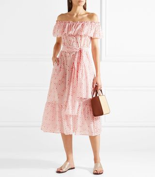 Lisa Marie Fernandez + Mira Off-the-Shoulder Printed Cotton-Voile Midi Dress