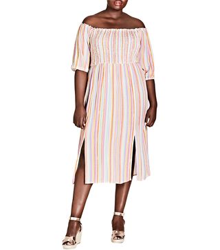 City Chic + Island Stripe Midi Dress