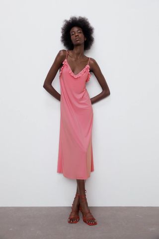 Zara + Midi Dress With Ruffles