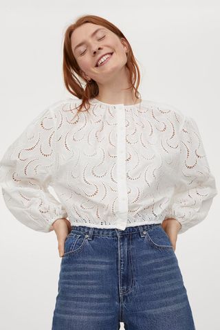 H&M + Eyelet Embroidery Blouse