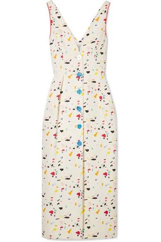Carolina Herrera + Printed Cotton-blend Faille Midi Dress