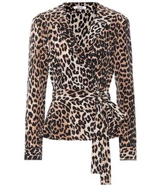 Ganni + Fayette Leopard-Printed Silk Top