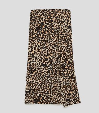 Zara + Animal Print Midi Skirt