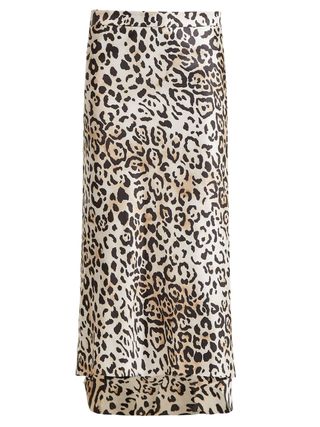 Raey + Bias Godet Leopard-Print Twill Slip Skirt