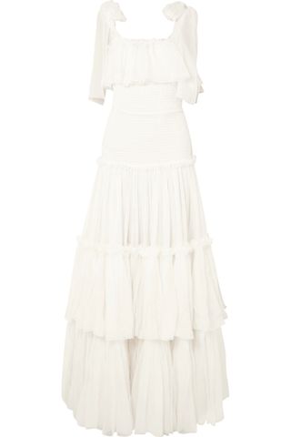 Dolce & Gabbana + Tiered Ruffled Silk-Chiffon Gown