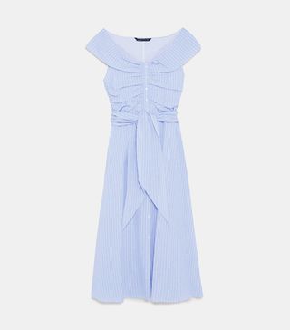 Zara + Striped Off the Shoulder Dress