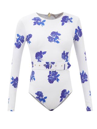 Emilia Wickstead + Noor Floral-Print Long-Sleeved Swimsuit